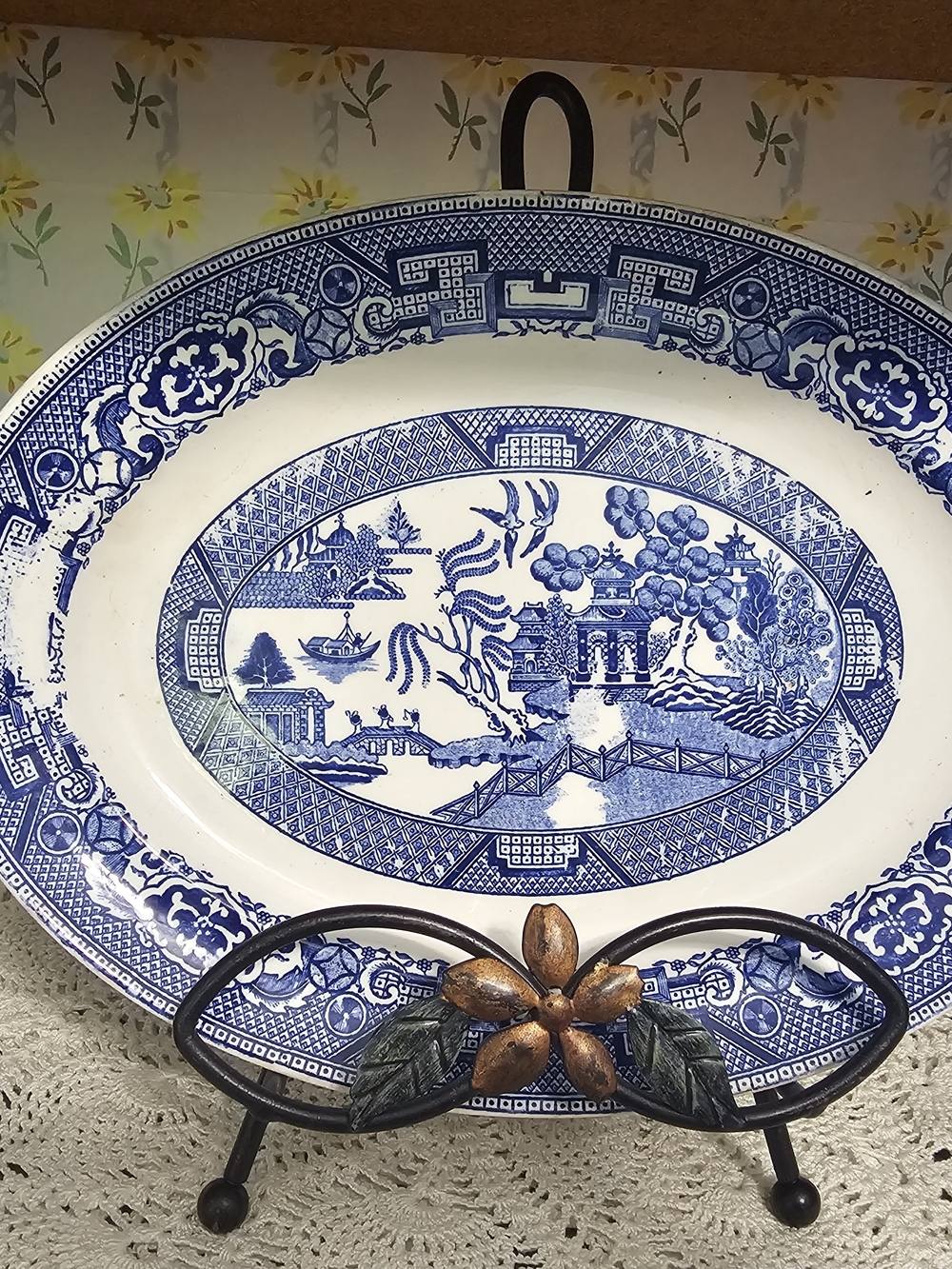 Vintage 1943 Homer Laughlin Blue Willow Oval Platter 11.5" • USA
